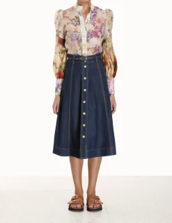 A Line Denim Skirt