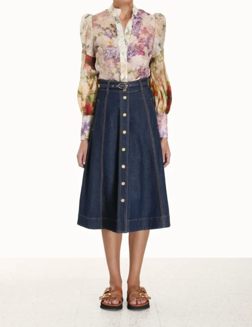 A Line Denim Skirt