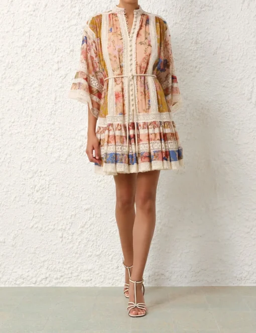 August Lace Trimmed Mini Dress