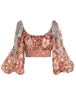 Chintz Billow Sleeve Crop Top