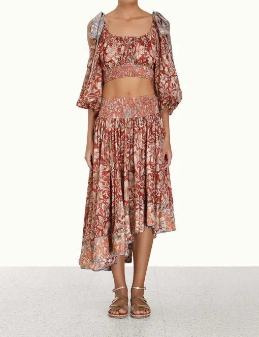 Chintz Billow Sleeve Crop Top