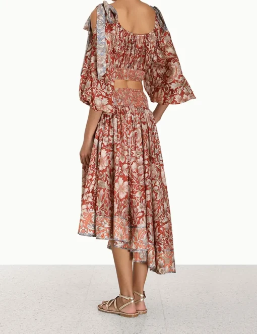 Chintz Billow Sleeve Crop Top