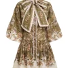 Chintz Tie Neck Mini Dress