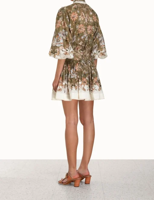Chintz Tie Neck Mini Dress