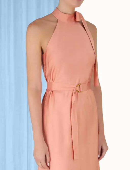 Neck Tie Halter Bias Dress