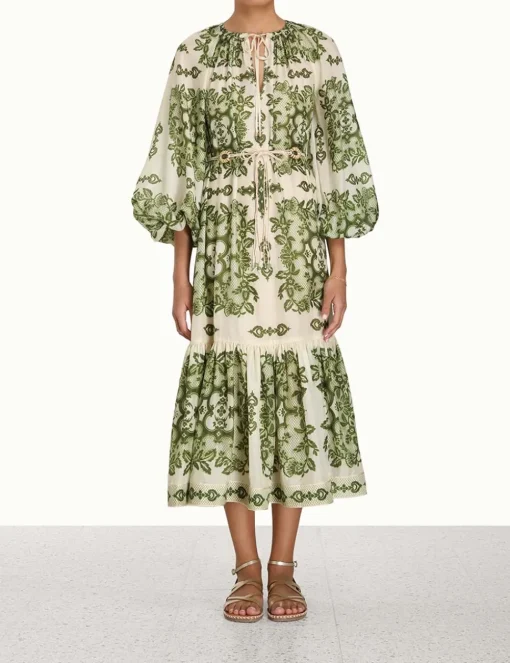 Raie Tiered Billow Midi Dress