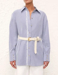 Twisted Buckle Leather Belt 30