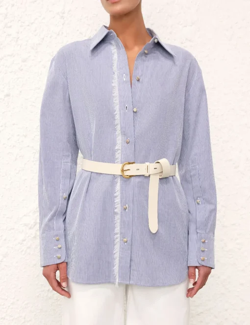 Twisted Buckle Leather Belt 30